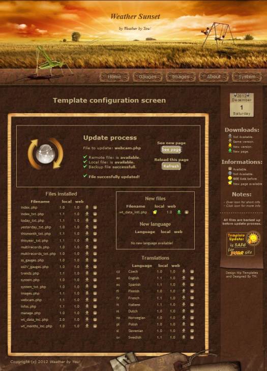 Weather Sunset Template Manager